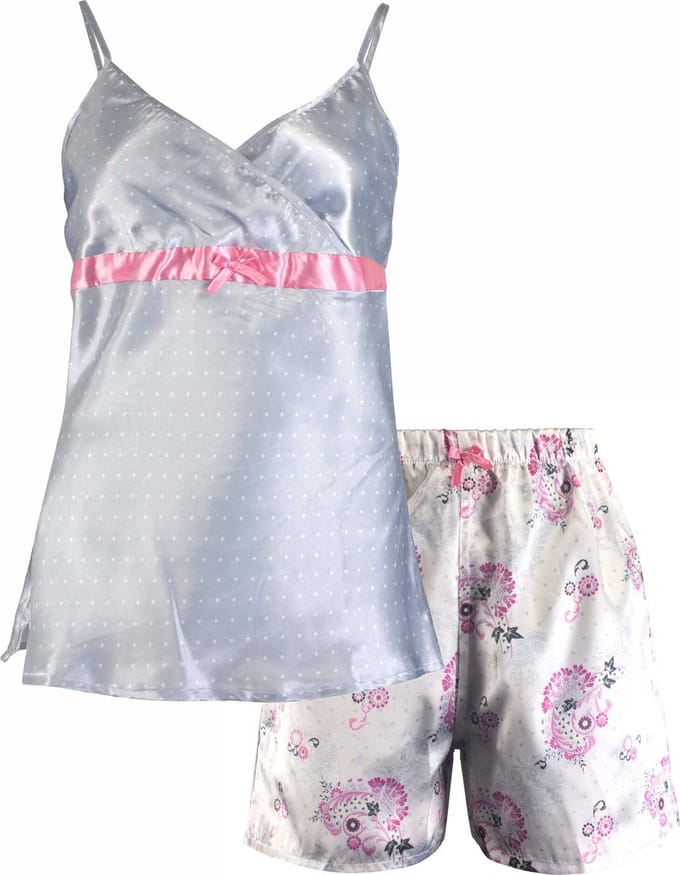 Irresistible Dames Shortama - Pyjama Set - Grijs/Wit - Maat M