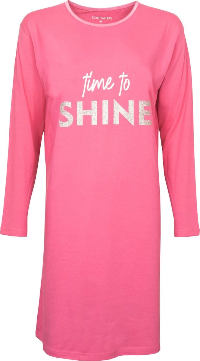 Temptation Dames Bigshirt - Time To Shine Print - Roze - Maat S