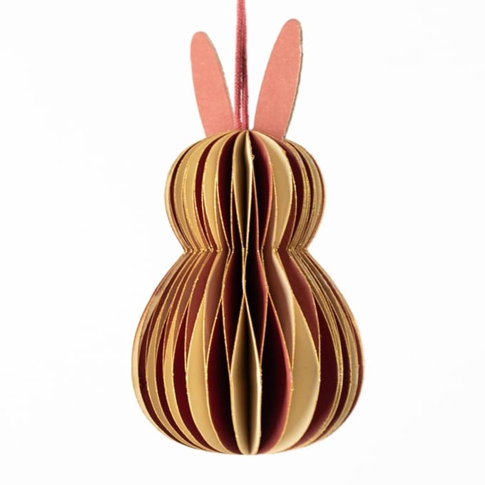 Papieren honeycomb konijn rood met wit