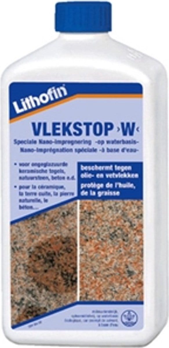 Vlekstop W - Speciale wateroplosbare impregnering UNIVERSEEL (binnen en buiten) - Lithofin - 0,5 L