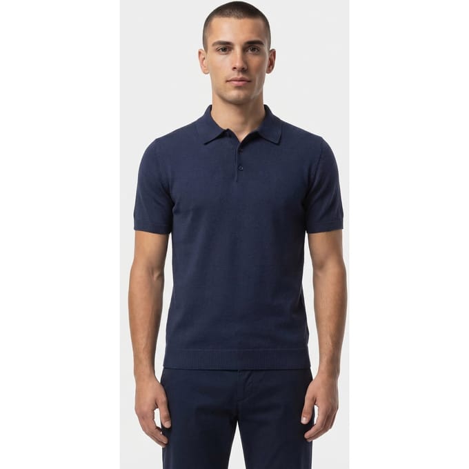 No Excess Pullover Short Sleeve Polo Button Solid Deep Blue Größe: XXL | Poloshirts Outlet | Herren | Blau