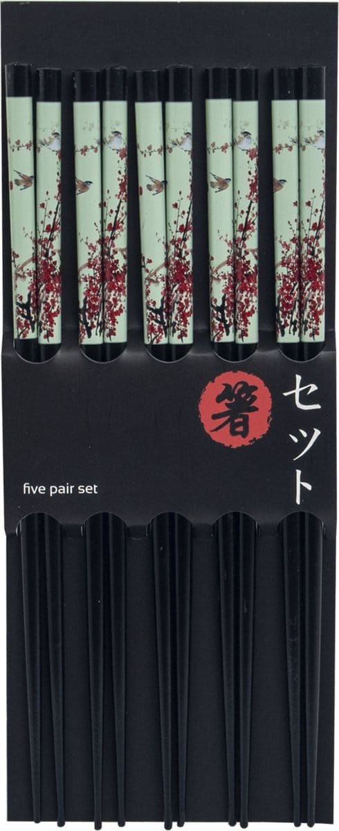 Eetstokjesset Vogel Bloesem 5 paar | 22,5cm| Chopsticks