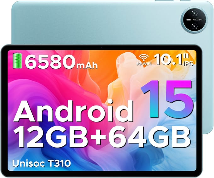DOOGEE TAB A9 - Tablet - Android 16 - 12GB RAM + 64GB ROM（2TB/TF） - 10 Inch - 6580 mAh - 5G WiFi - Tablet Unisoc T310 - Dubbele Luidspreker - 3,5 mm aansluiting - Face ID - Blauw