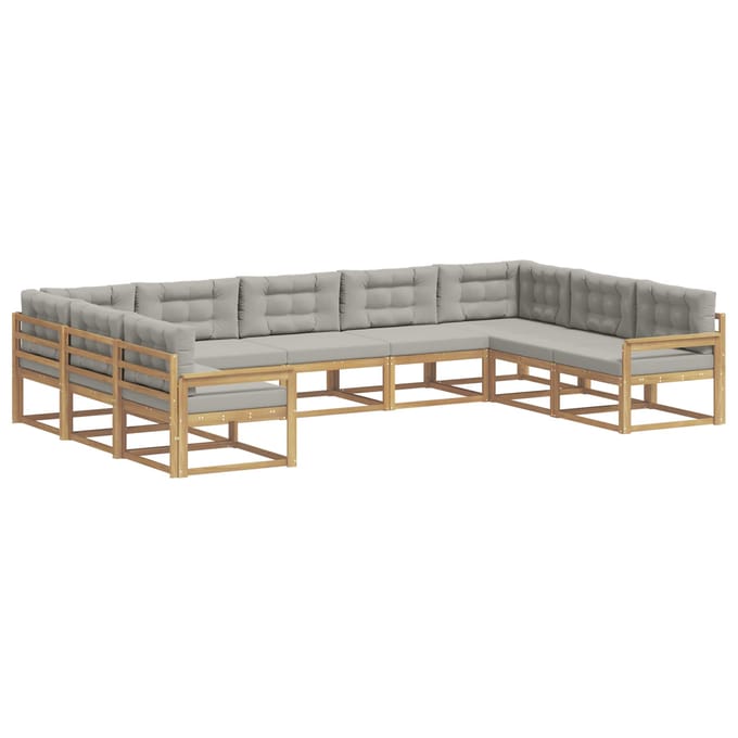 vidaXL - Buiten - bank - set - 9 - st - Wit - en - Lichtgrijs