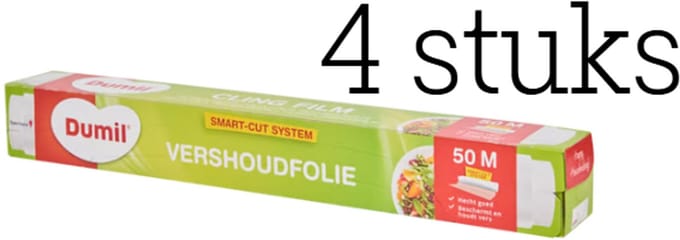 Dumil vershoudfolie - 29 cm breed & 30 m lang - 4 rollen