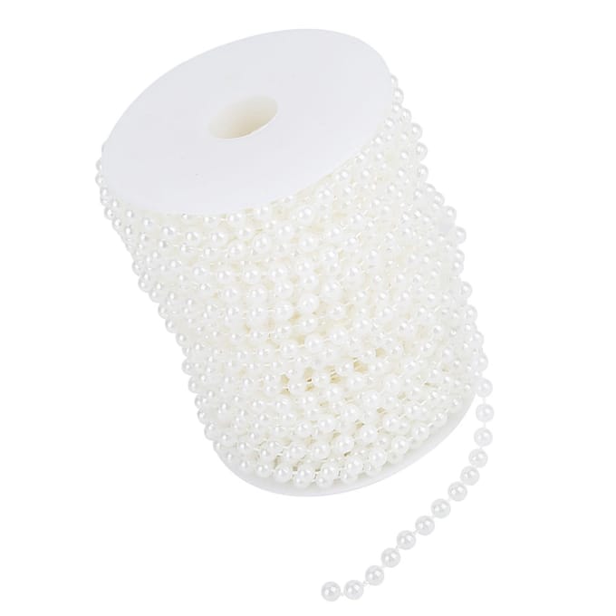 25m/rol Schuurparel Draad Kralen Slingersnoer DIY Bruiloftsdecoratie 6mm(wit) wit