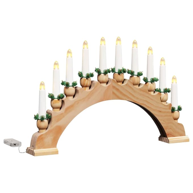vidaXL - Kerst - Kaarsenboog - met - 10 - LED - Kaarsen - LED's - Warmwit