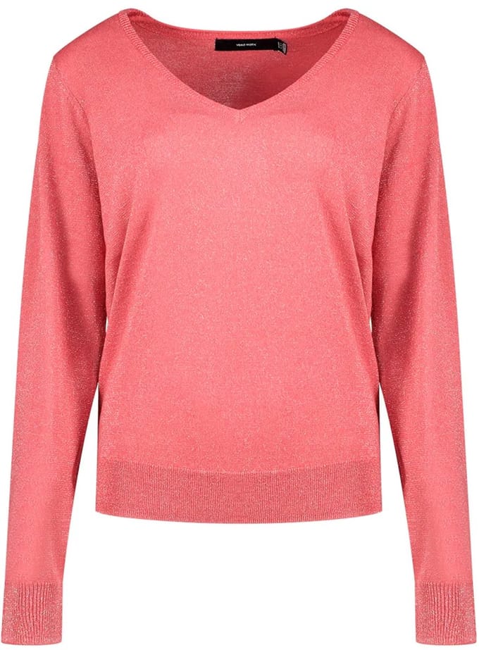 Vero Moda Blaze Glitter Trui Met V-hals Roze M Vrouw