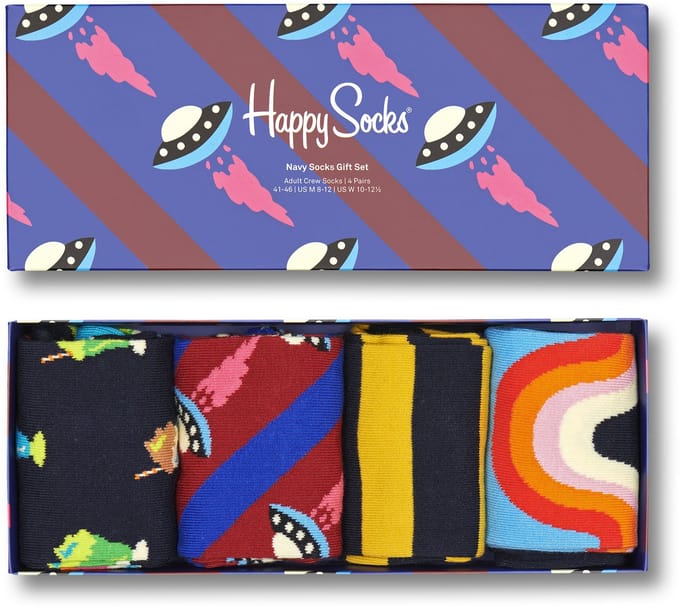 Happy Socks unisex giftbox 4P sokken navy multi