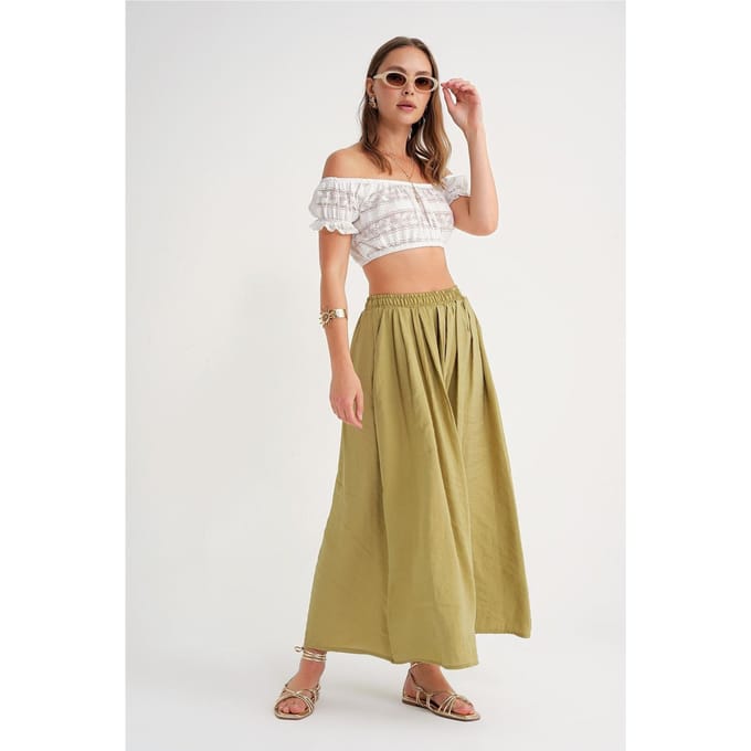 Hoge Taille Maxi Rok met Touwtje Taille