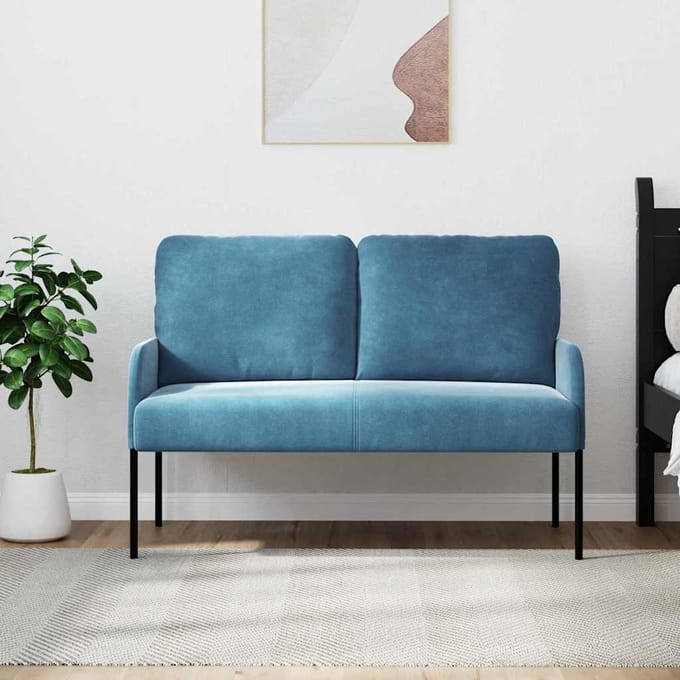 vidaXL Banken met kussen 110cm Blauw Multiplex