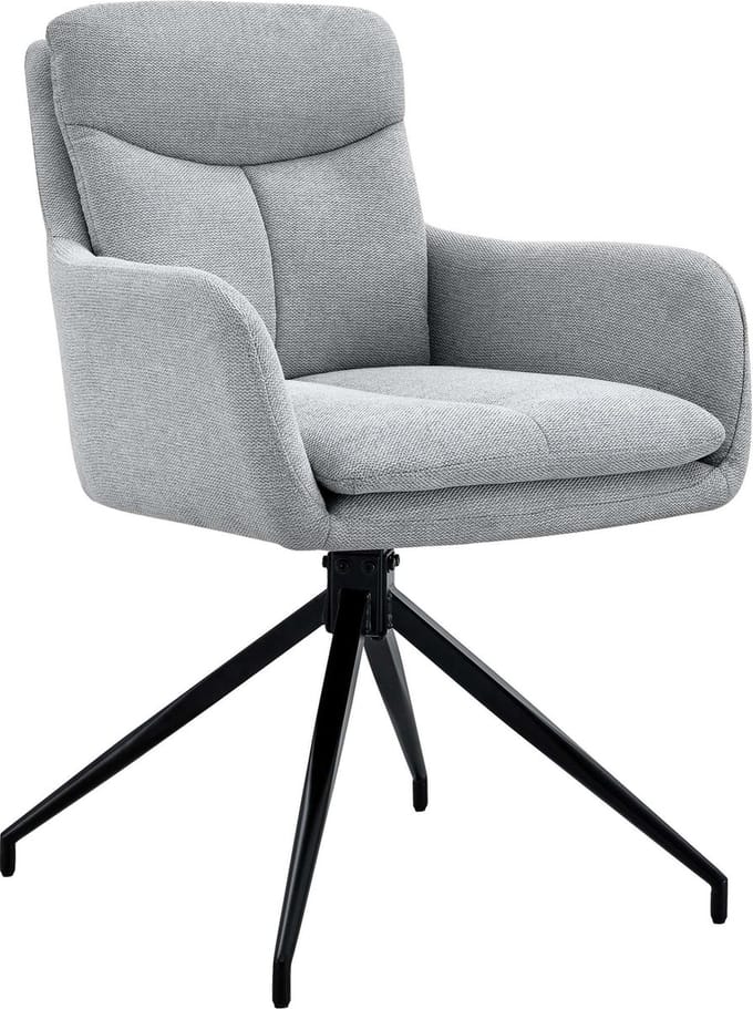 CLP Somers Eetkamerstoel - met armleuning - Draaibare fauteuil - Stof/licht grijs