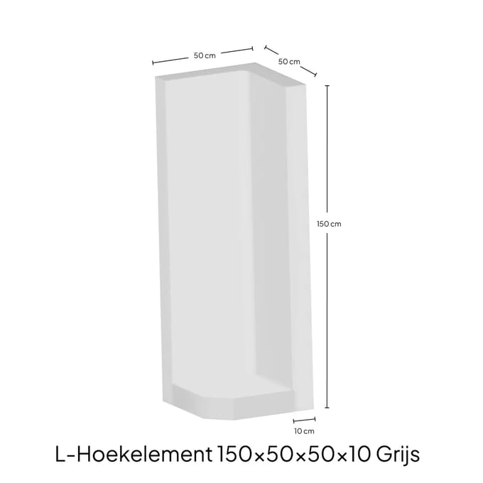Hoek-L-Element 150x50x50x10cm Zichtbeton