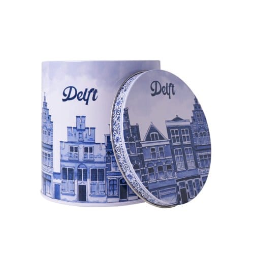 Heinen delfts blauw stroopwafel blik delft