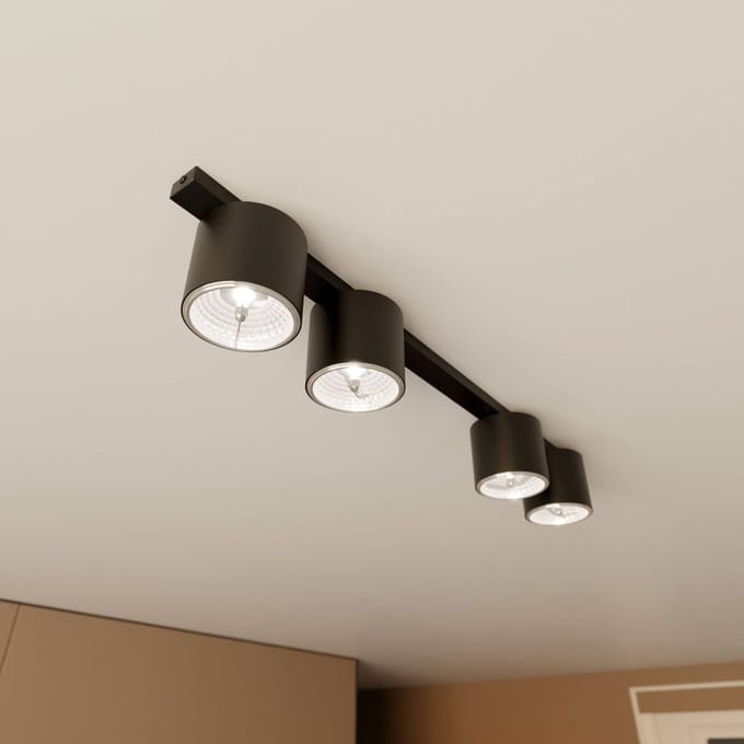 EMIBIG LIGHTING Plafondlamp Nano, zwart, 4-lamps, metaal