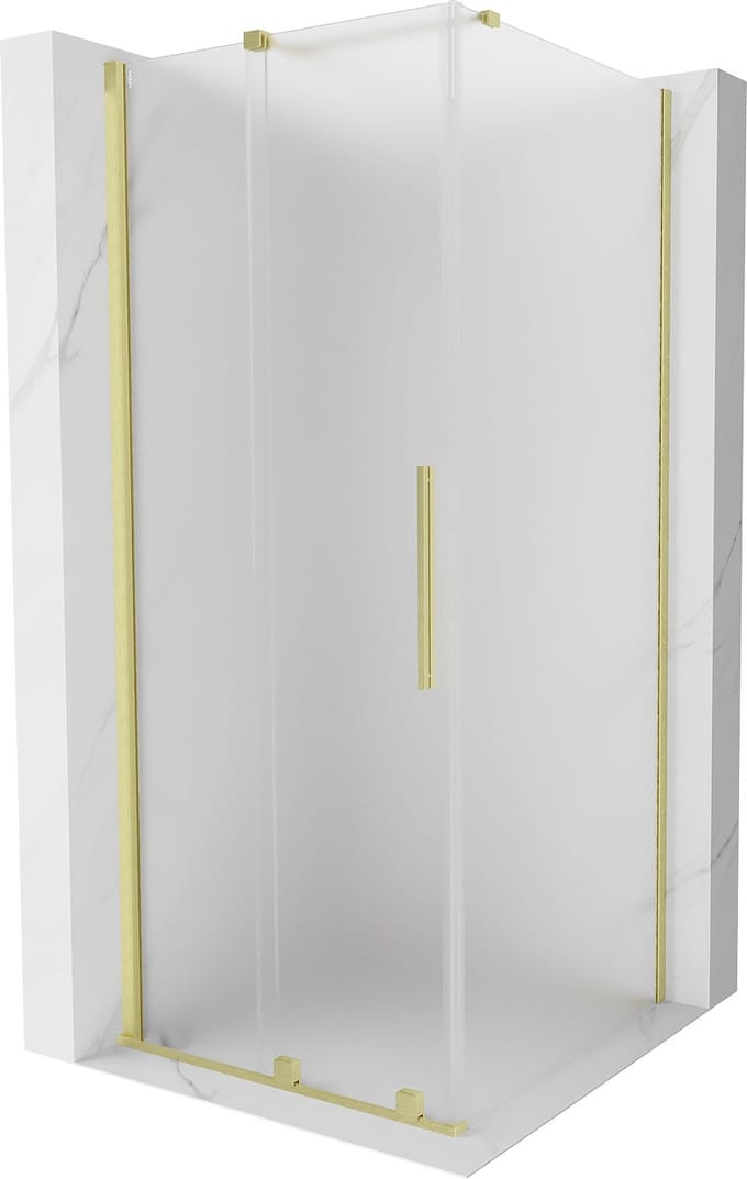 Mexen Velar schuifbare douchecabine 100 x 100 , ijs, goud geborsteld - 871-100-100-31-55