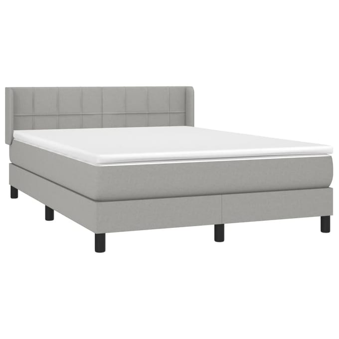vidaXL - Boxspring - met - matras - stof - lichtgrijs - 140x190 - cm