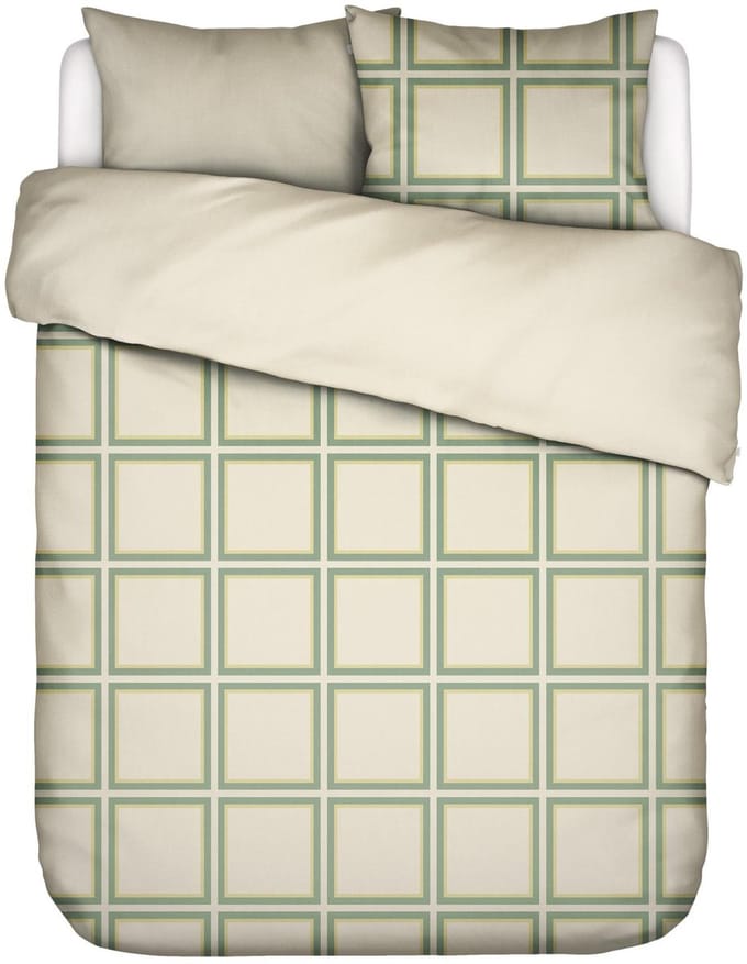 Essenza Luca Dekbedovertrek Katoensatijn Basil green - Tweepersoons – 200x200/220 cm