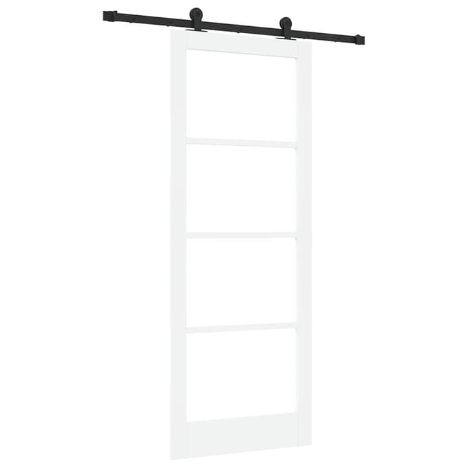 vidaXL - Schuifdeur - ORKDAL - Wit - 83 - x - 211 - cm - Massief - grenenhout - en - glas