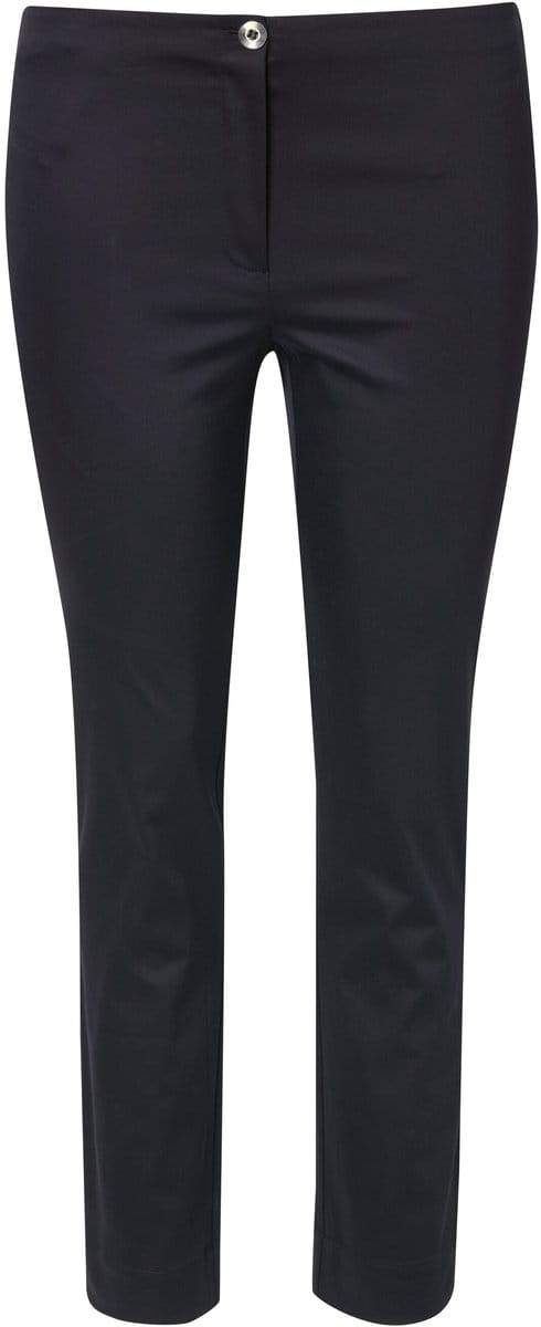Ulla Popken - Dames - Chinobroek slim elastische tailleband zoomsplitten - Zwart - Maat 46