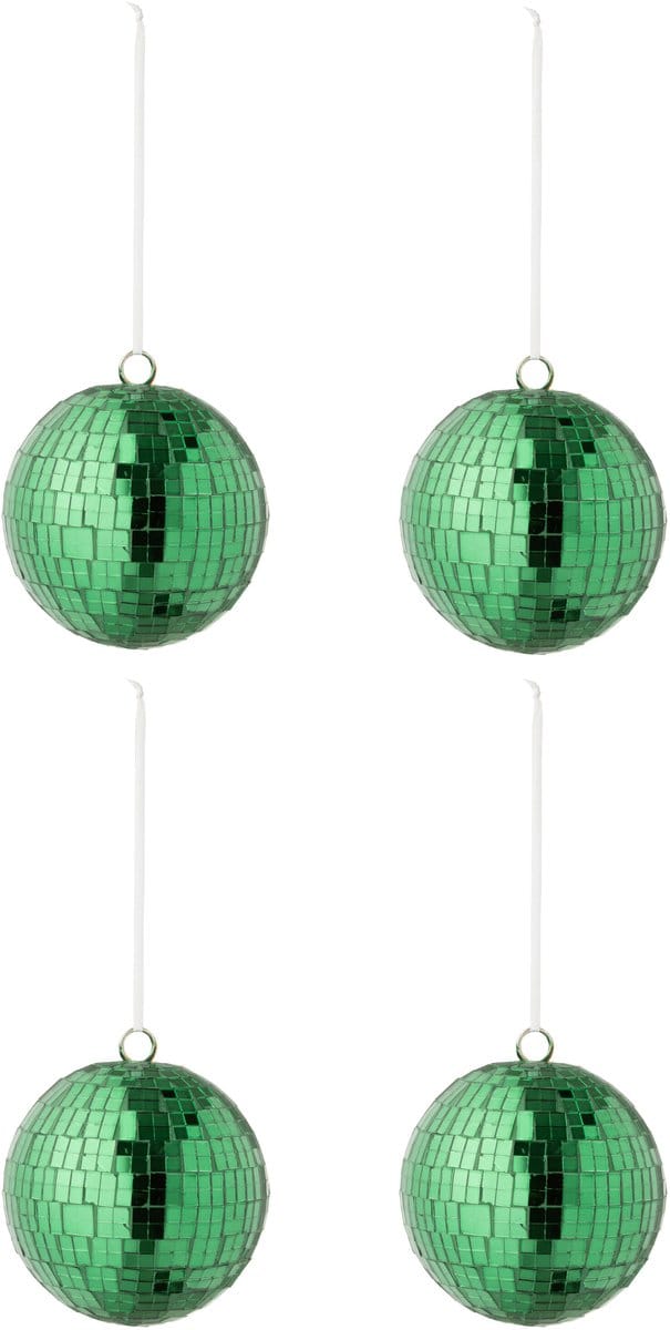 J-Line kerstbal Spiegel - glas - groen - large - doos van 4