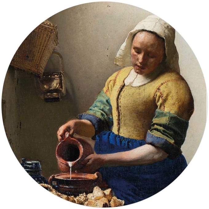 Plexiglasschilderij Vermeer Melkmeisje - Ø 70 - Acrylglas - REINDERS