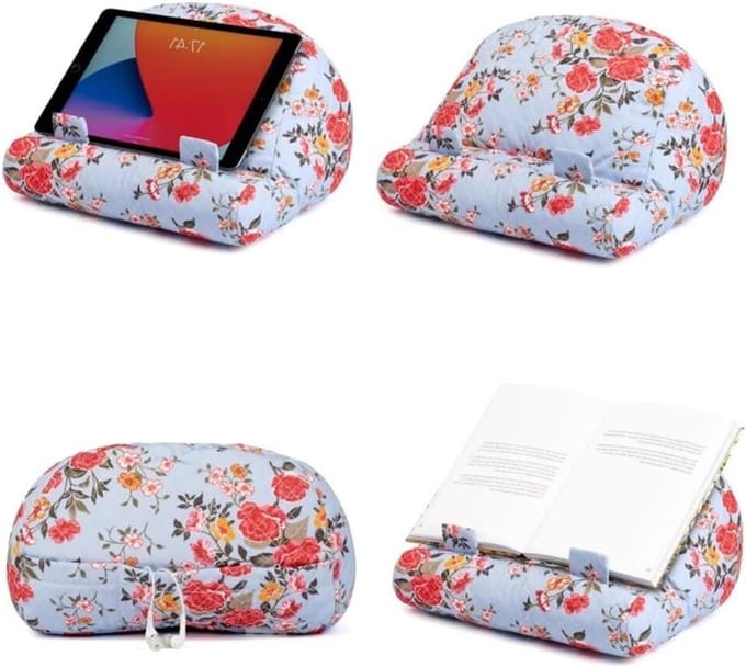 Leeskussen - Boekhouder Tablethouder - Comfortabel Lezen - Met Zijvak - 30 cm - Wit