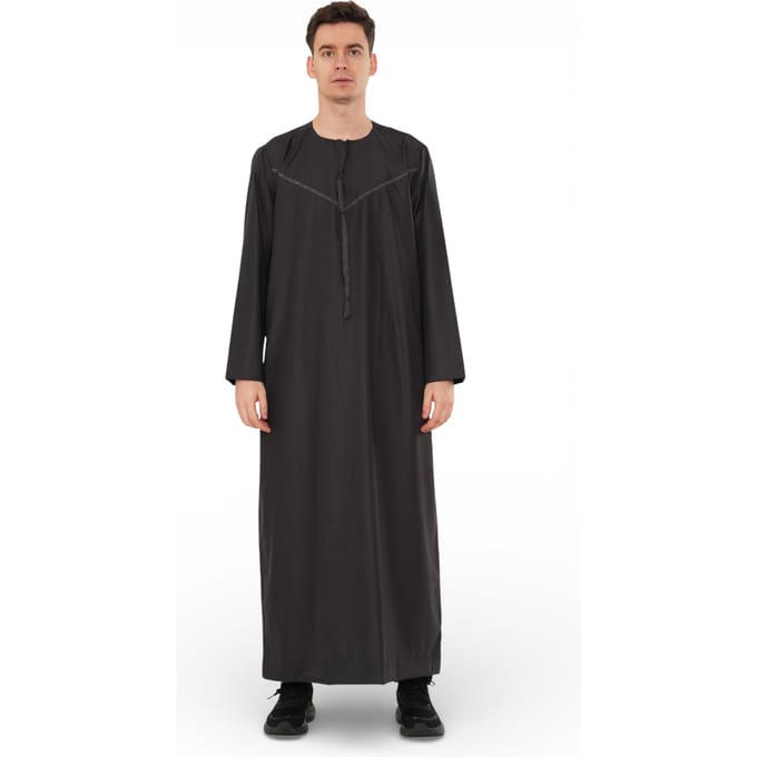 Heren Ramadan Eid Houtskool Zwart Marokkaanse Jubba Robe Djellaba Thobe - TT-008