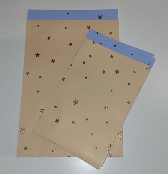 Cadeau verpakking set-Stars Duo Pastel Orange-L.Blue