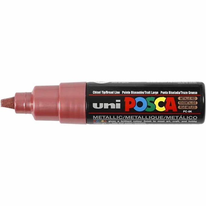 Posca Marker, afm PC-8K, lijndikte 8 mm, breed, rood metallic, 1 stuk
