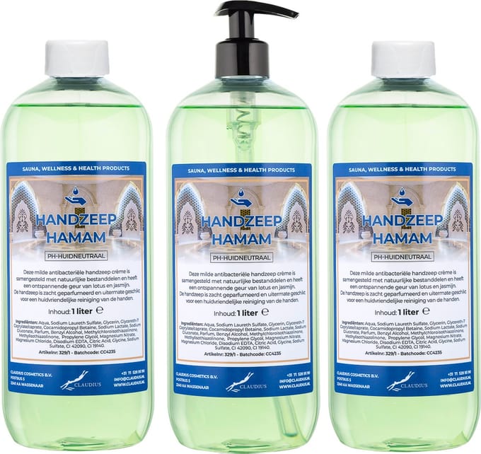 Handzeep Hamam 1 liter - met gratis pomp - set van 3 stuks