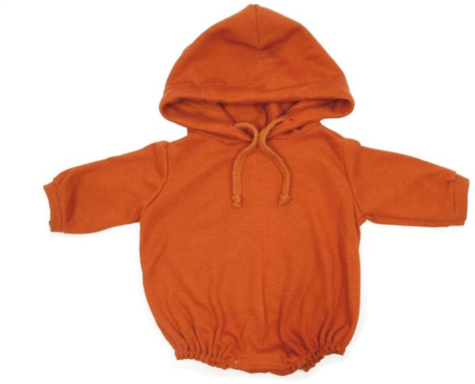 Asi poppenkleding - lange mouwen body met capuchon, multicolor