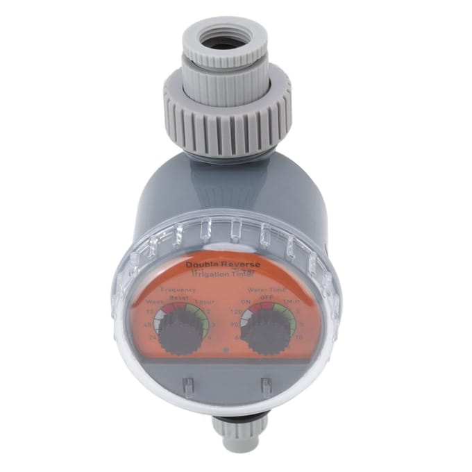 Irrigatietimer Dubbele Wijzerplaat Kogelkraan IP67 Waterdicht Automatische Drukloze Irrigatietimer voor Binnenplaatsen Balkons gray