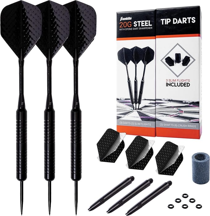 Dartset Stalen Punt - Dartpijlen Set - Huiselijk Plezier - Perfect Gebalanceerd - 20 Gram - Zwart