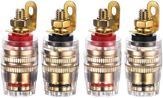 Dailygoody - RUNCCI-YUN 4PCS Speaker Clamp Binding Post - 4mm Banana Plug Connector