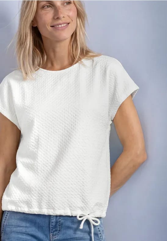 Shirt van kant met ronde hals