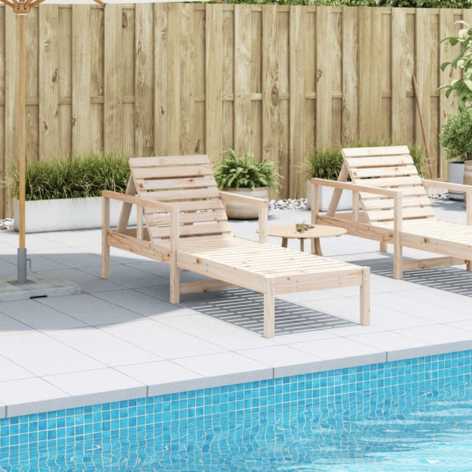 vidaXL - Ligstoel - 199,5x62x55 - cm - massief - grenenhout