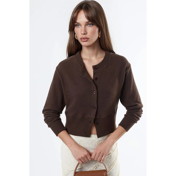 Casual Crew Neck Geknopte Crop Jas