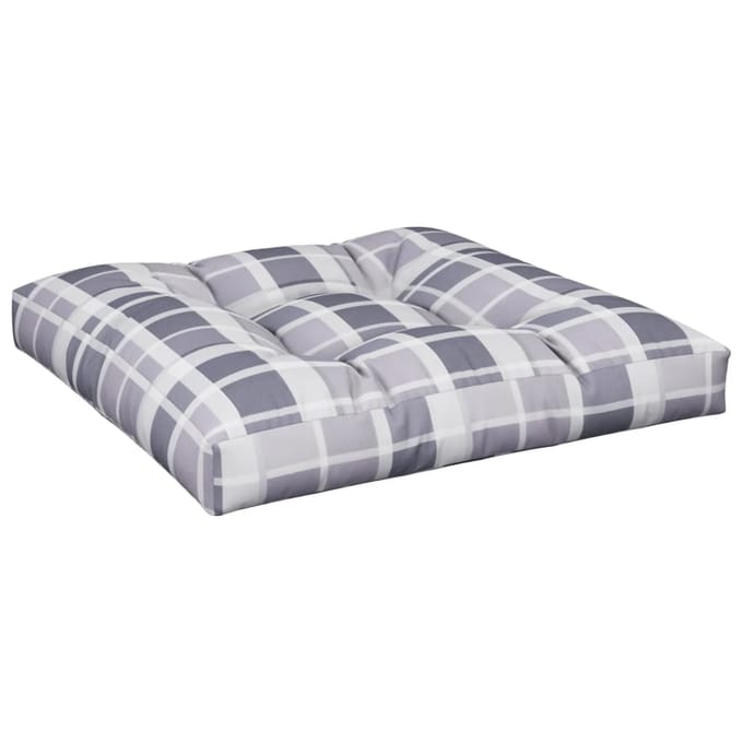 vidaXL - Palletkussen - 80x80x12 - cm - stof - ruitpatroon - grijs