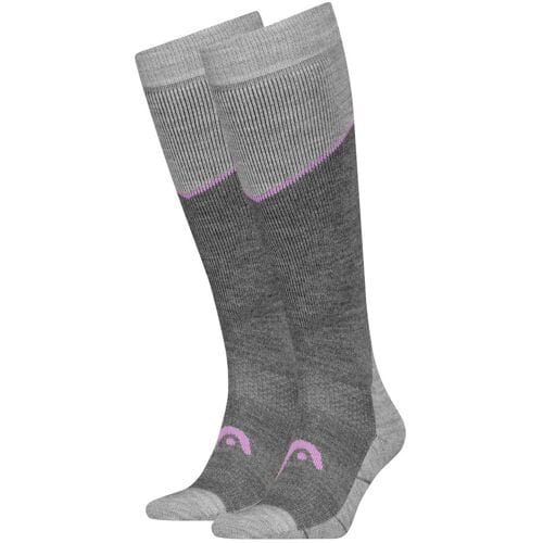HEAD Skisokken Kneehigh - 2 paar - Light Grey Melange / Lilac - Maat 31/34