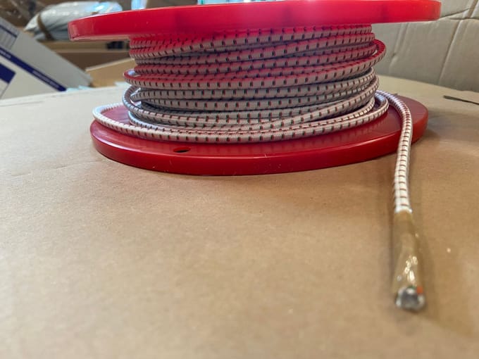 Elastiekkoord - 30mtr - 6mm - wit met rood groen - bundel - elastisch koord