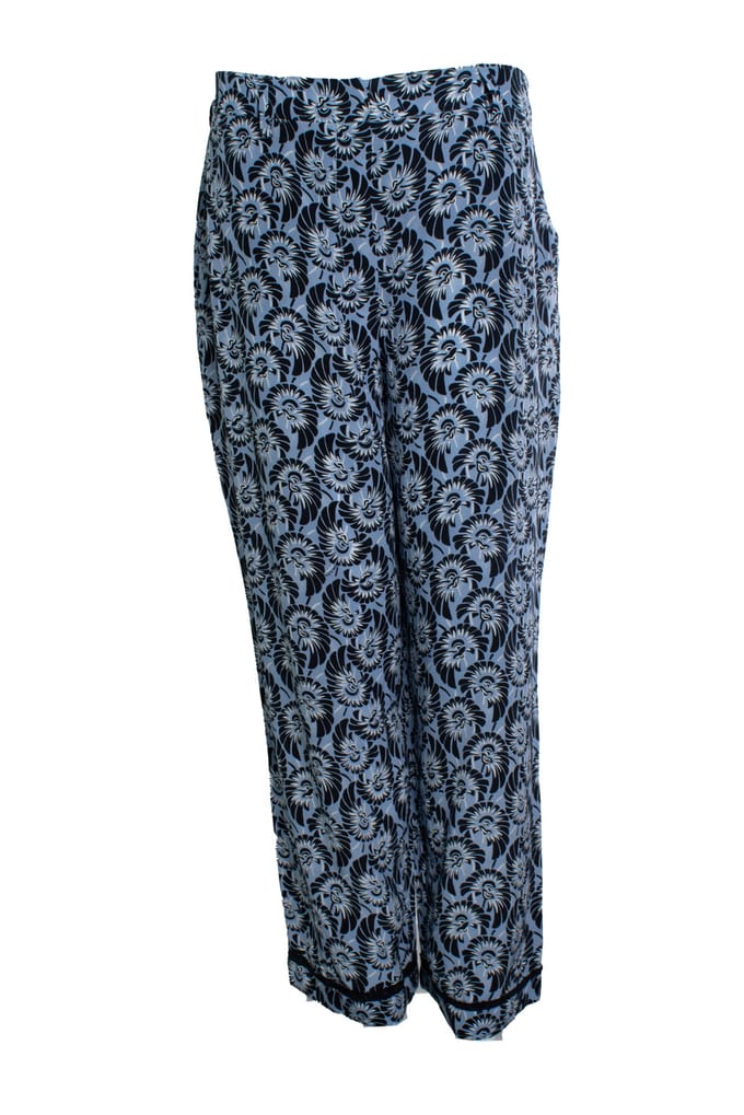 Prada, blauwe bloemenprint zijde casual pantalon
