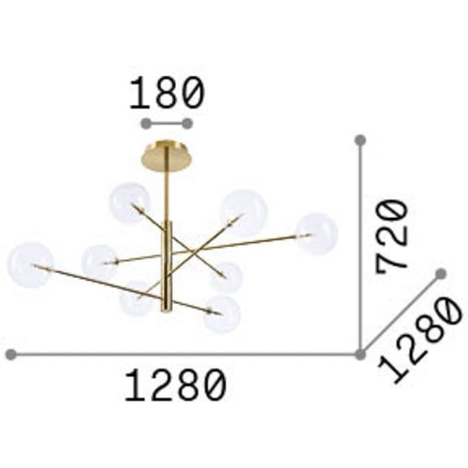 IDEAL LUX hanglamp Equinoxe, chroom/rookgrijs, 8-lamps