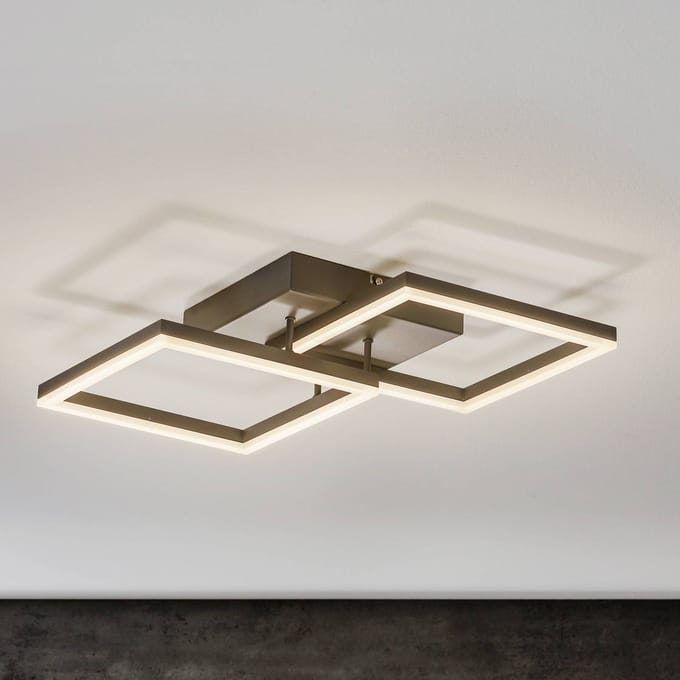 Fabas Luce LED plafondlamp Bard 45x45 cm 2-lamps., antraciet