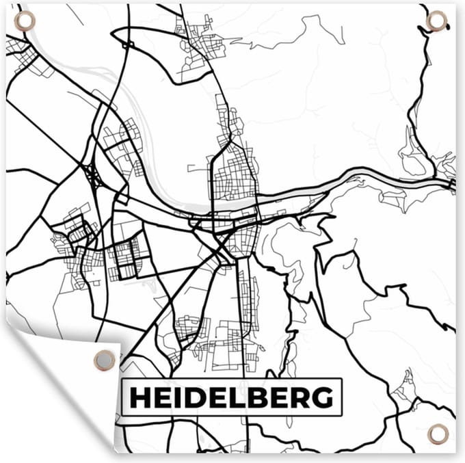 Tuindoek Plattegrond - Kaart - Heidelberg - Stadskaart - 100x100 cm