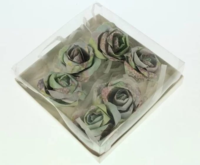 Doosje bloem blauw s/6 7,5x4cm
