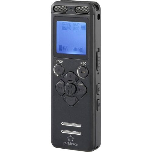 Renkforce RF-DVR-E36 Digitaal dicteerapparaat Opnameduur (max.) 25 h Zwart Ruisonderdrukking