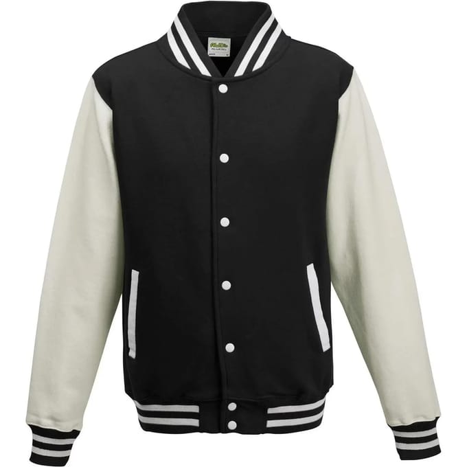 Just Hoods - Varsity Jacket - Jet Black/White maat XL
