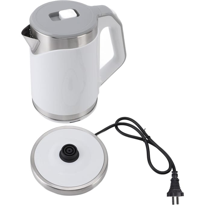 Elektrische Waterkoker Warmwaterboiler RVS Snelkokend Automatische Uitschakeling Dubbellaags Water L white