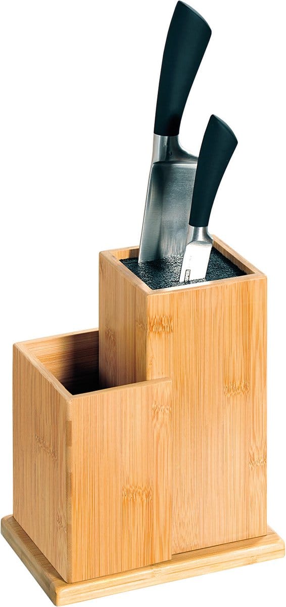 Kesper Messenblok - bamboe - 13 x 18 x 24 cm - met gerei houder - Messenhouders
